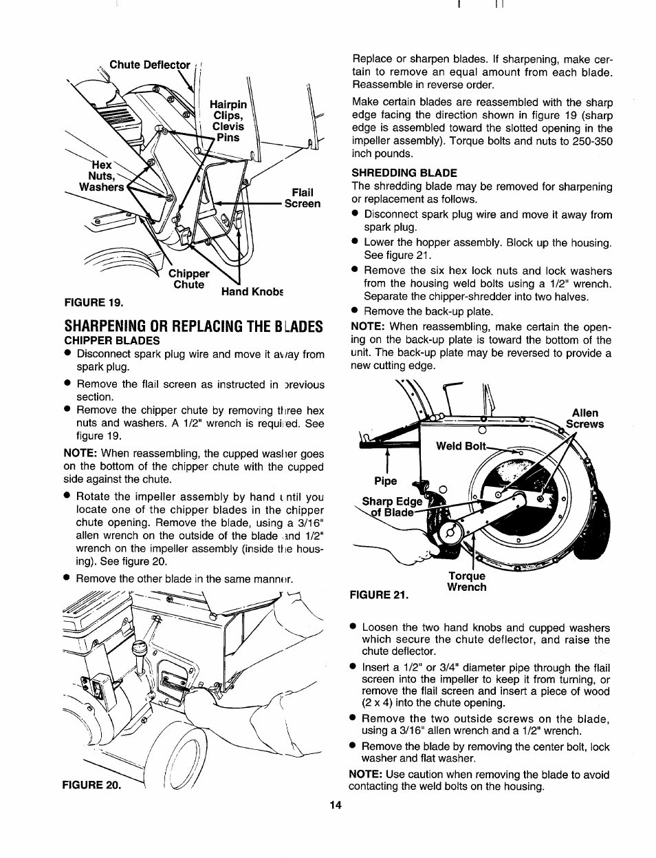 Chipper blades, Shredding blade | Craftsman 247.795950 User Manual | Page 14 / 24