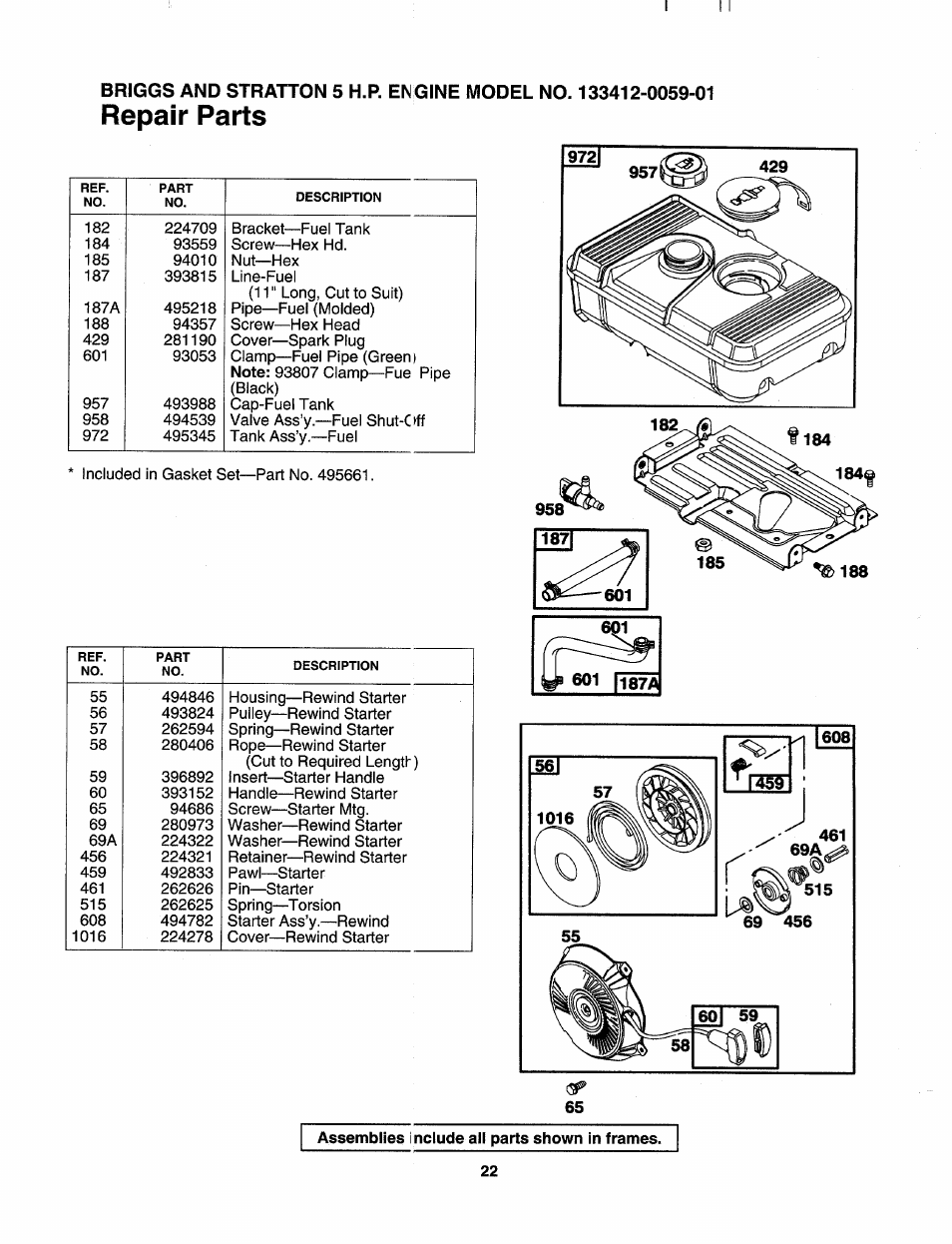 Repair parts | Craftsman 247.795950 User Manual | Page 22 / 24