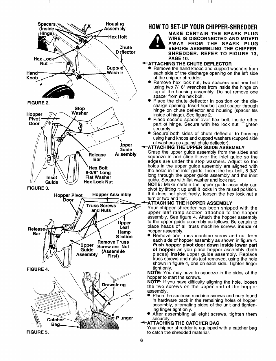 Attaching the chute deflector, Attaching the hopper assembly, Attaching the catcher bag | Craftsman 247.795950 User Manual | Page 6 / 24