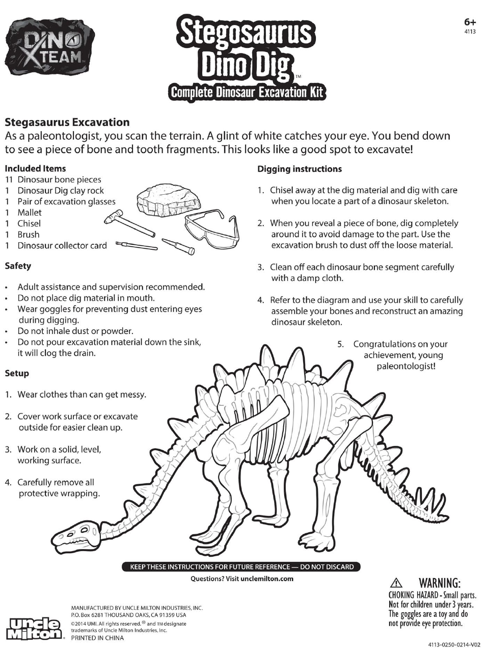 Uncle Milton Dino Digs User Manual | Page 3 / 3