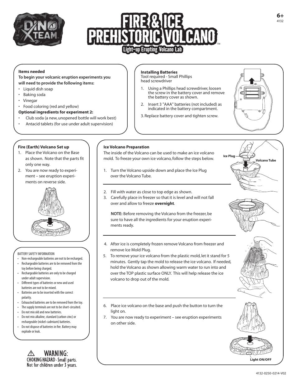 Uncle Milton Fire and Ice Prehistoric Volcano User Manual | 2 pages