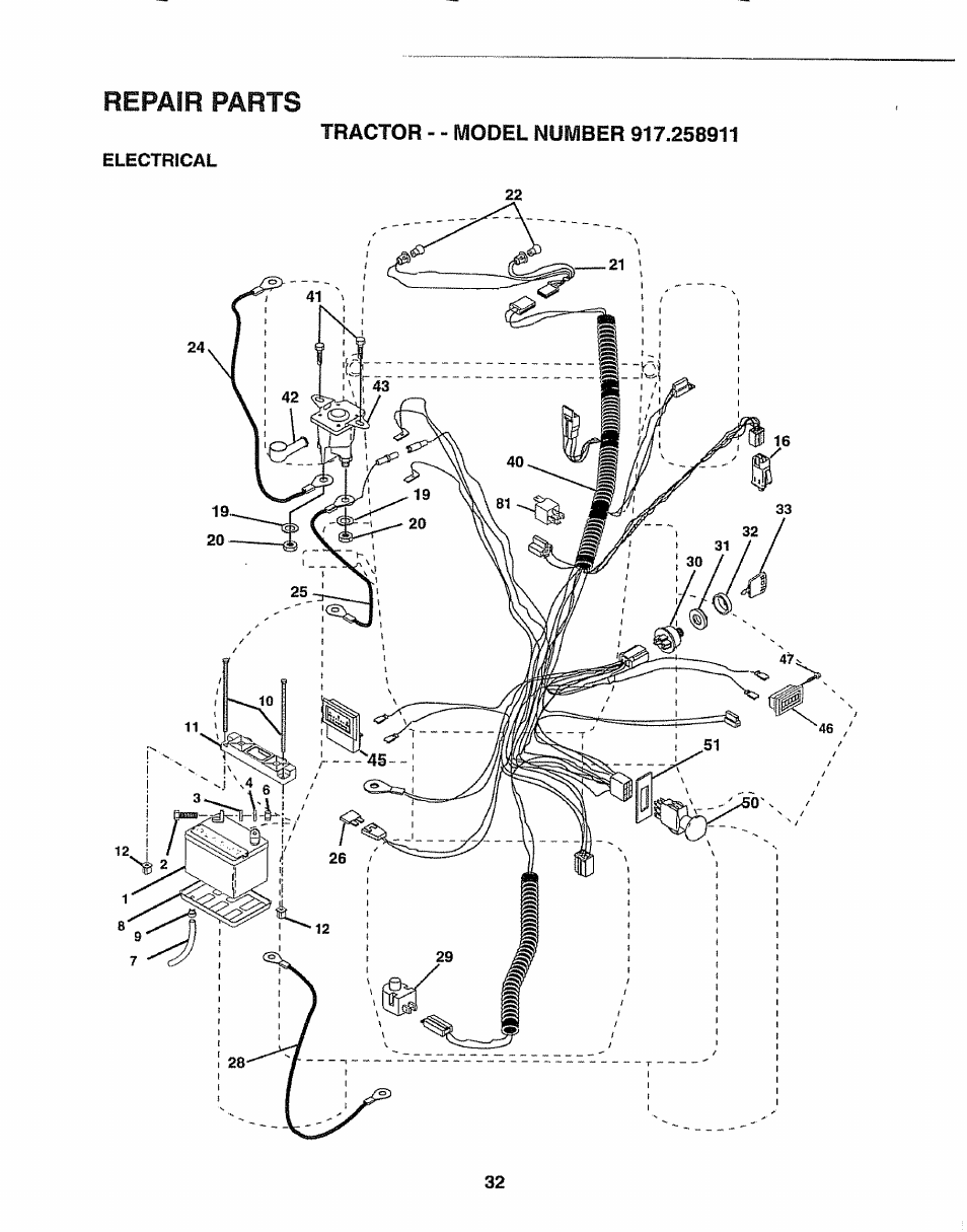 Repair parts | Craftsman 917.258911 User Manual | Page 32 / 60