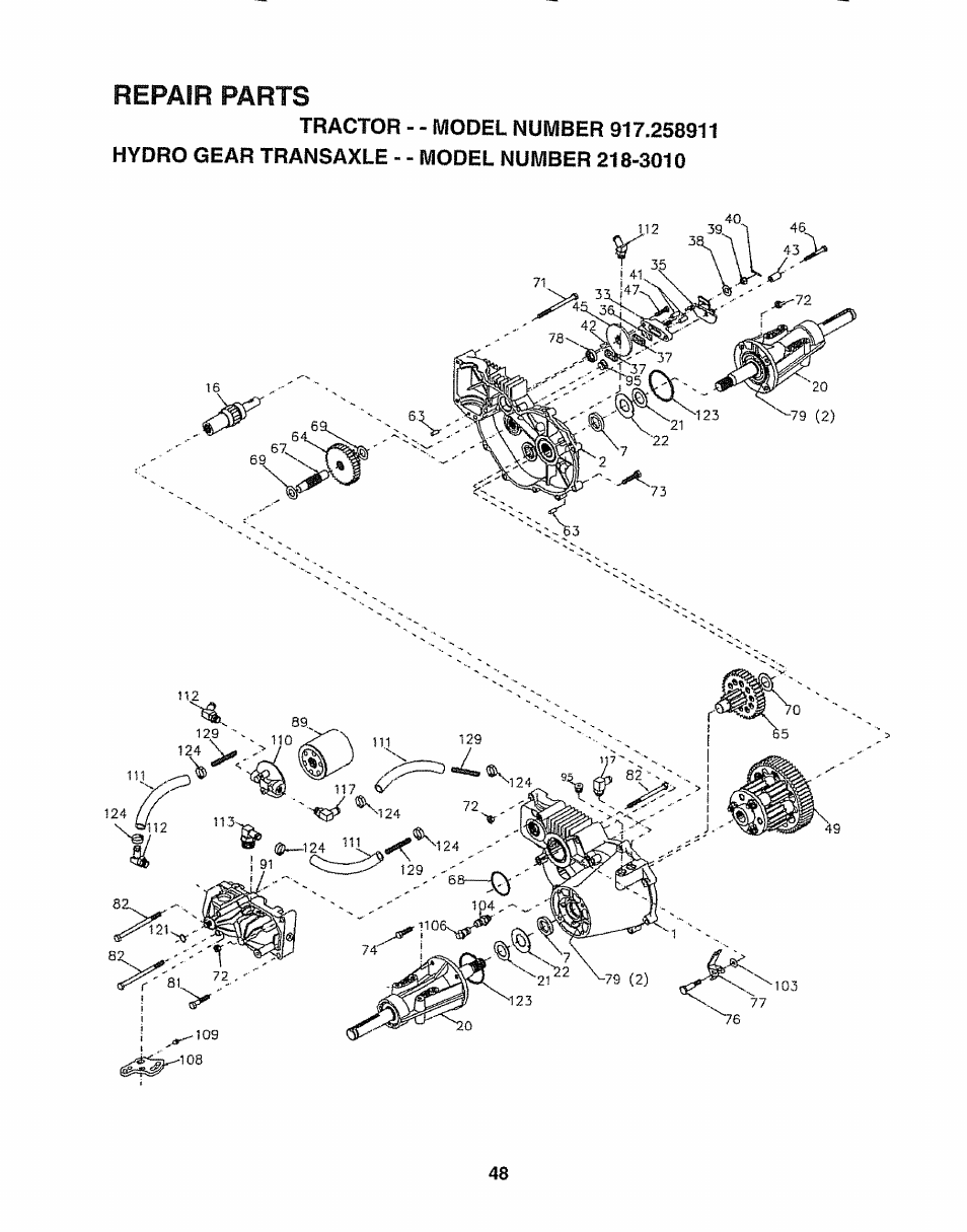 Repair parts | Craftsman 917.258911 User Manual | Page 48 / 60