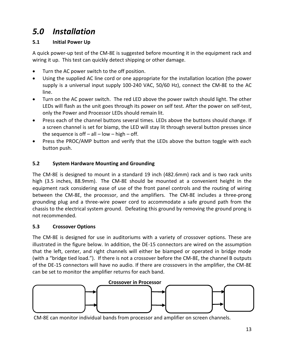 0 installation | USL CM-8E User Manual | Page 13 / 40