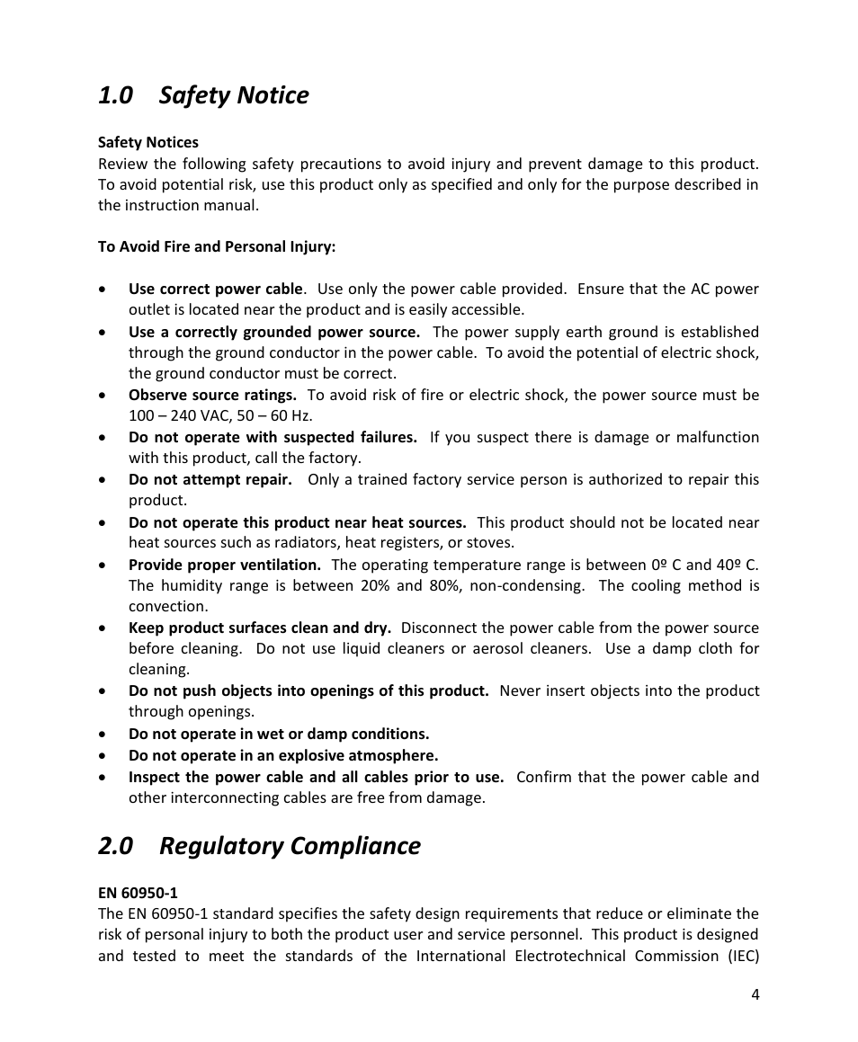 0 safety notice, 0 regulatory compliance | USL CM-8E User Manual | Page 4 / 40