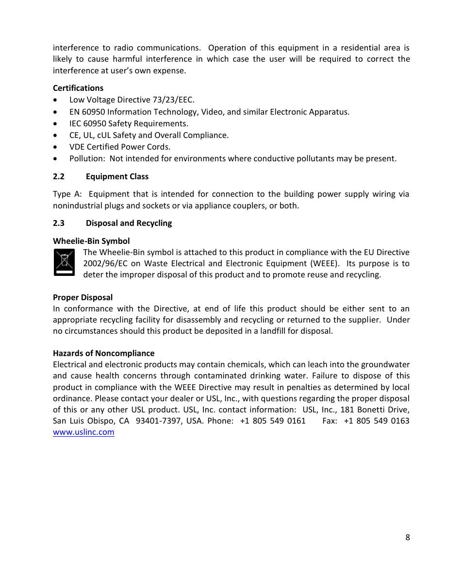 USL CM-8E User Manual | Page 8 / 40