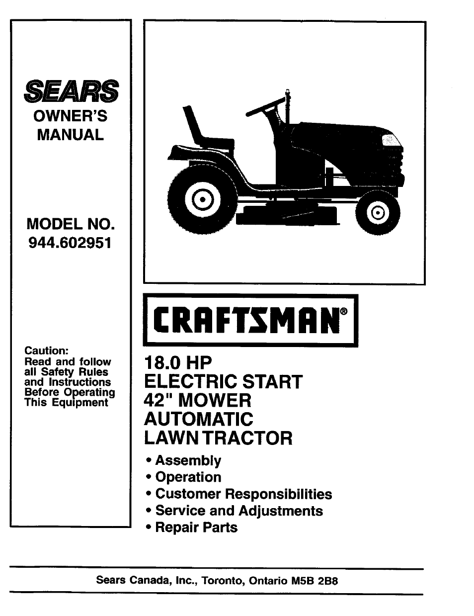 Craftsman 944.602951 User Manual | 56 pages