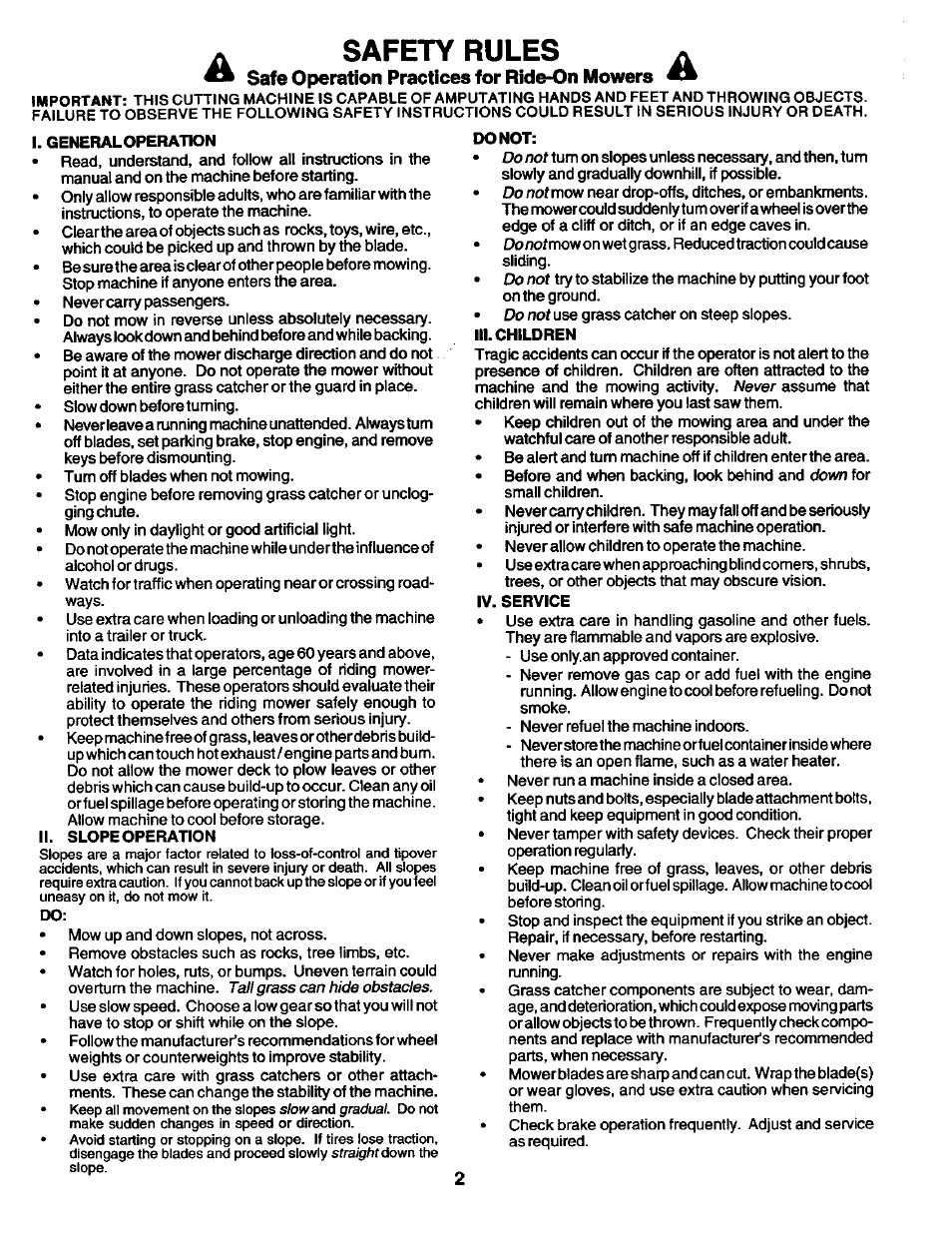 Safety rules, D o w n | Craftsman 944.602951 User Manual | Page 2 / 56