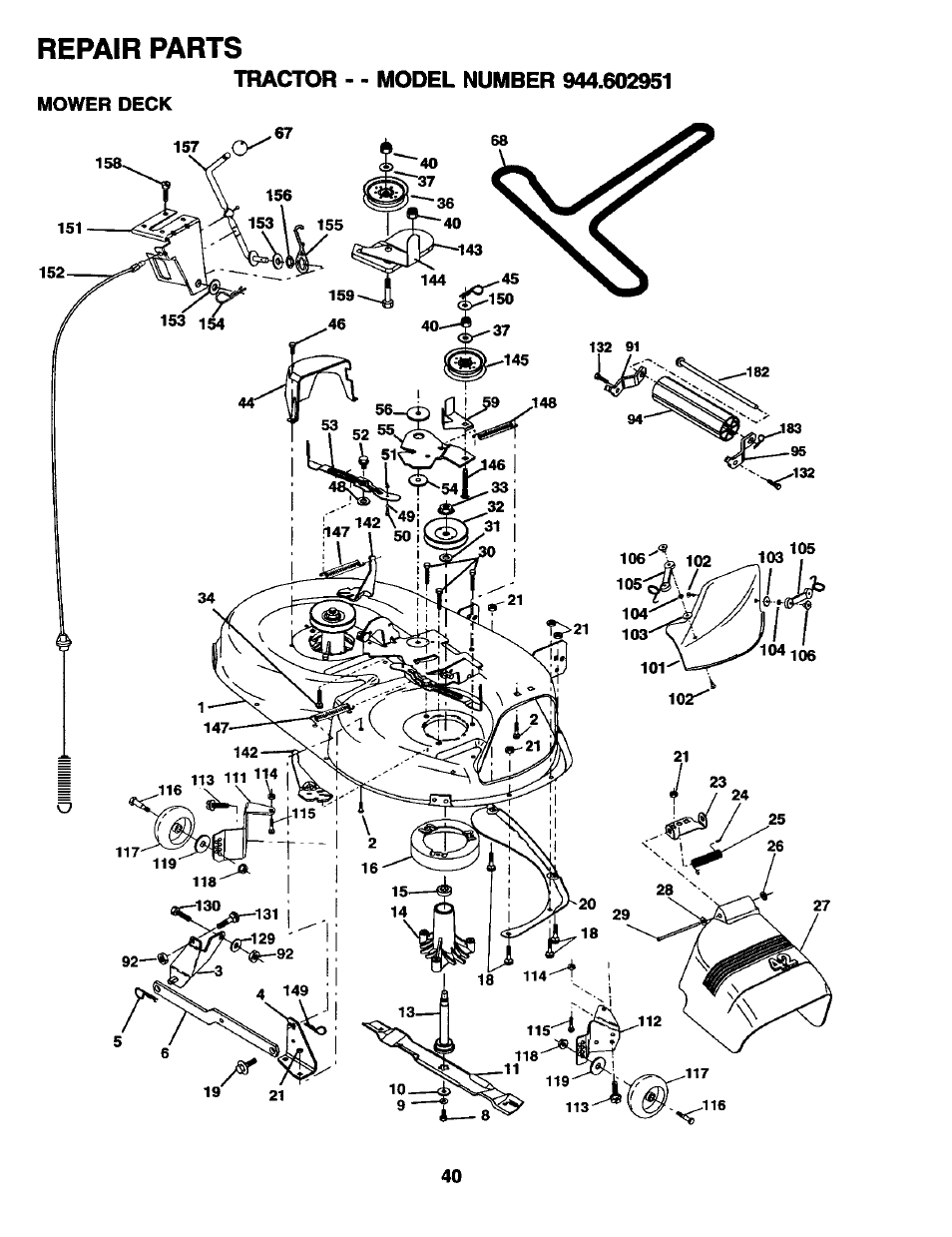 Repair parts | Craftsman 944.602951 User Manual | Page 40 / 56