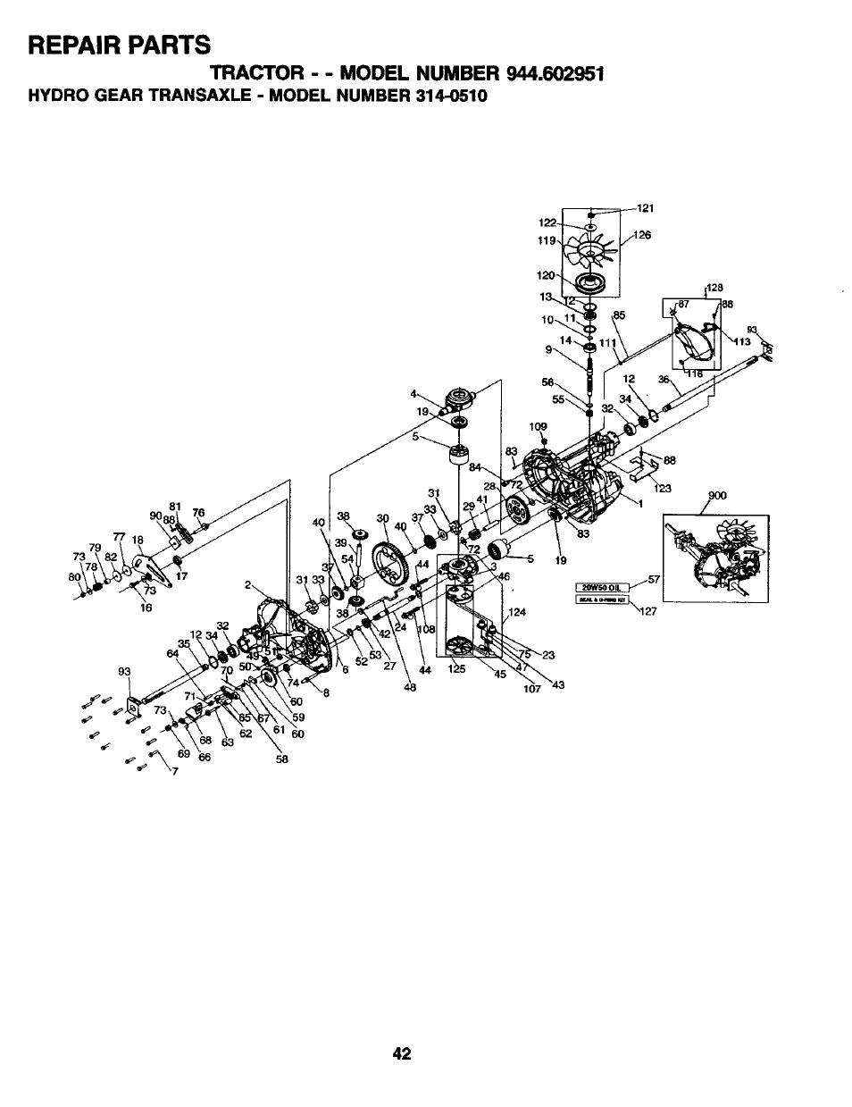 Repair parts | Craftsman 944.602951 User Manual | Page 42 / 56