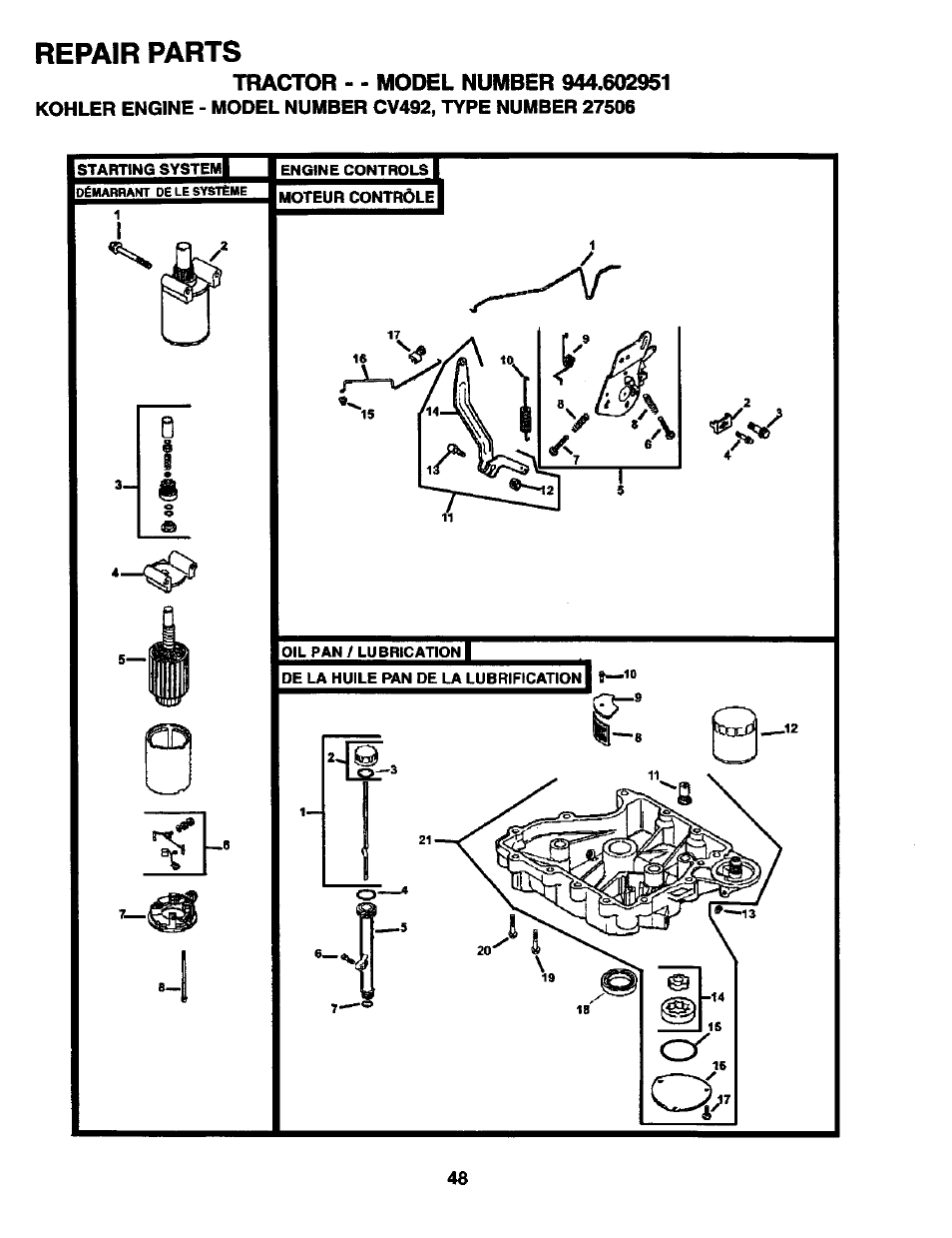Repair parts | Craftsman 944.602951 User Manual | Page 48 / 56