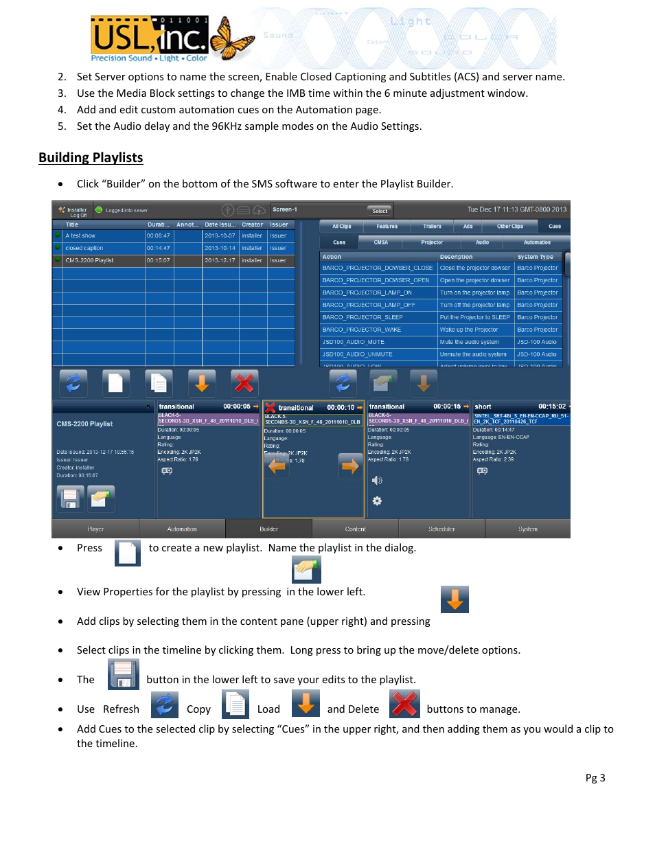Building playlists | USL CMS-2200 Quickstart User Manual | Page 3 / 4