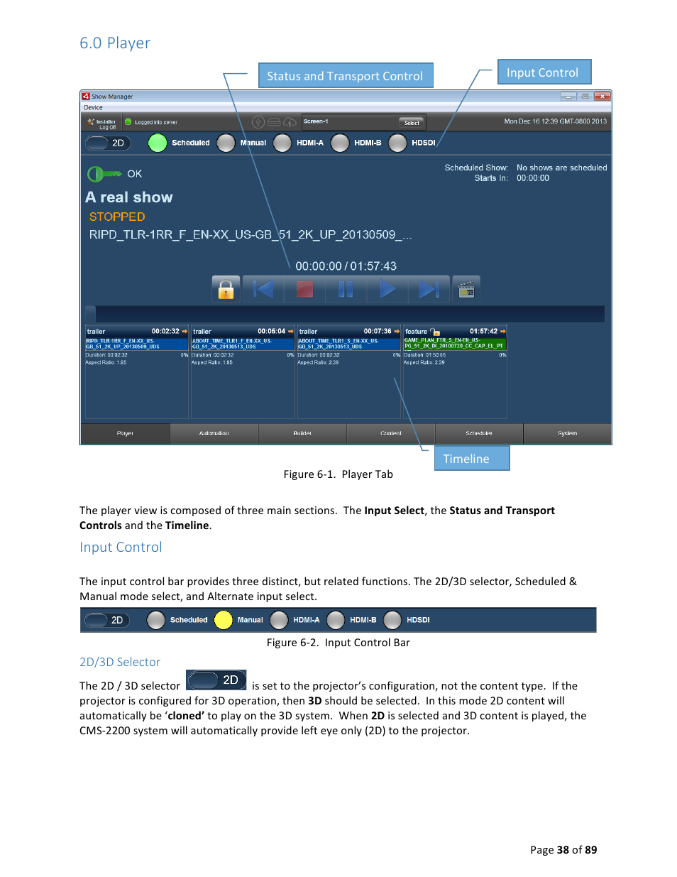 0 player, Input control | USL CMS-2200 Manual User Manual | Page 38 / 89
