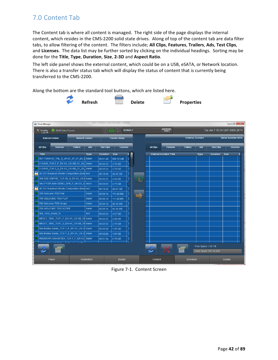 0 content tab | USL CMS-2200 Manual User Manual | Page 42 / 89