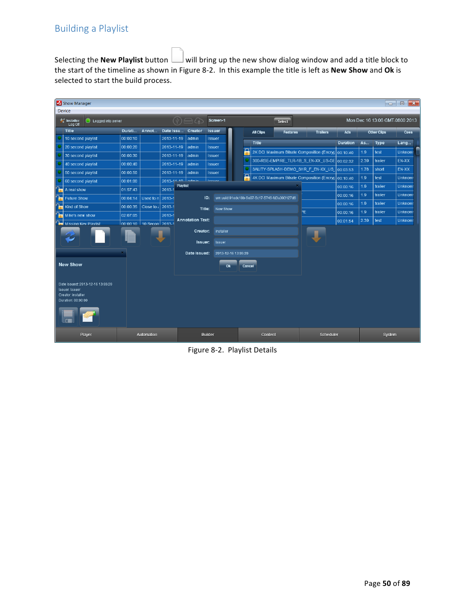 Building a playlist | USL CMS-2200 Manual User Manual | Page 50 / 89