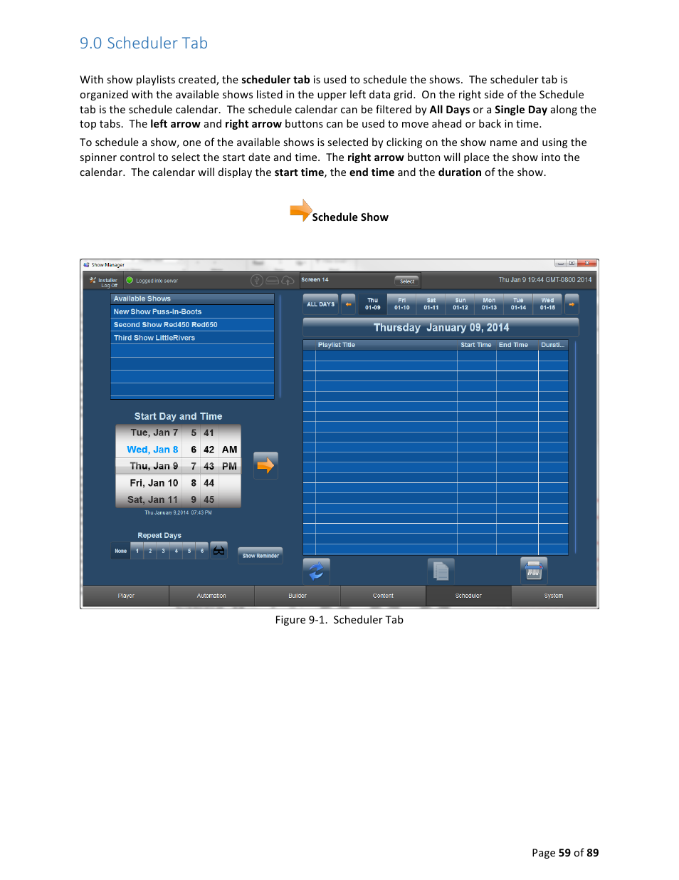 0 scheduler tab | USL CMS-2200 Manual User Manual | Page 59 / 89