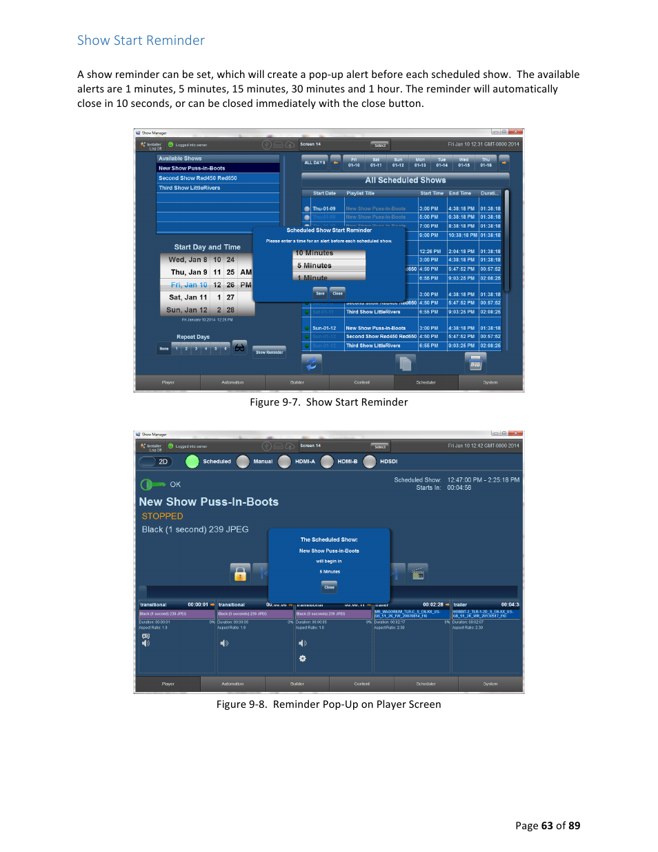 Show start reminder | USL CMS-2200 Manual User Manual | Page 63 / 89