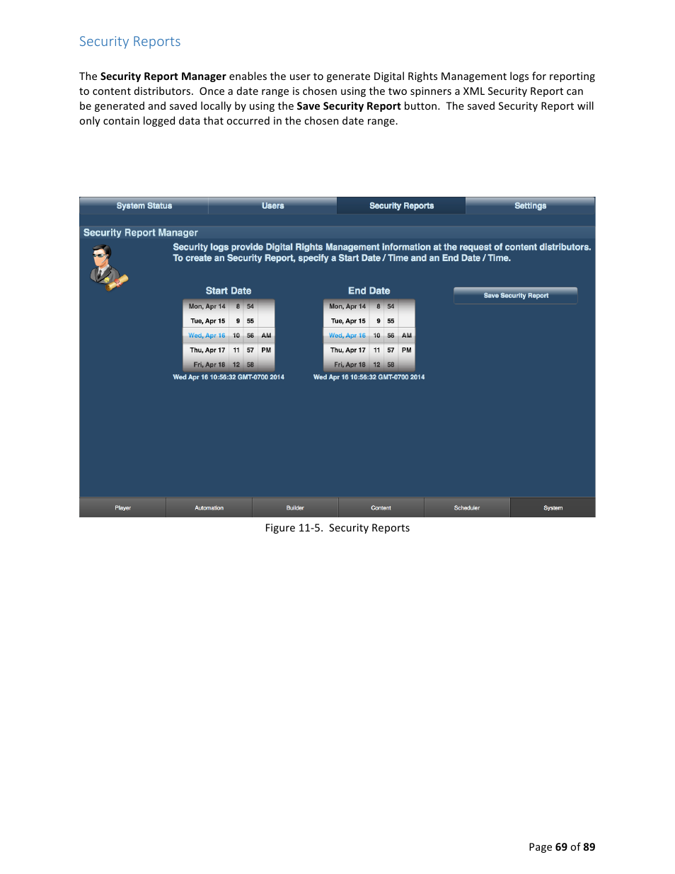 Security reports | USL CMS-2200 Manual User Manual | Page 69 / 89