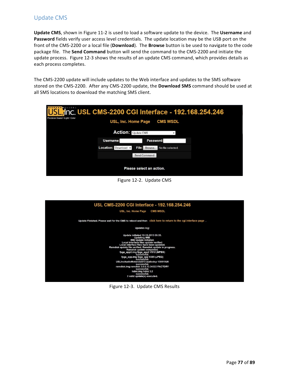 Update cms | USL CMS-2200 Manual User Manual | Page 77 / 89