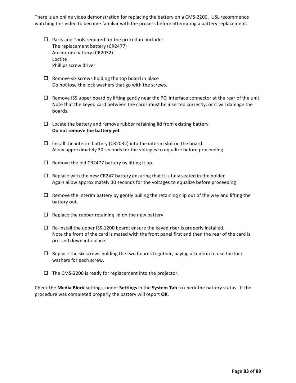 USL CMS-2200 Manual User Manual | Page 83 / 89