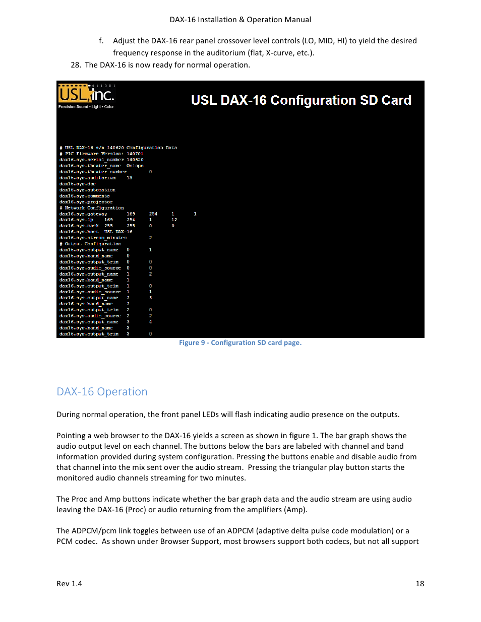 Dax-­‐16 operation | USL DAX-16 User Manual | Page 18 / 24