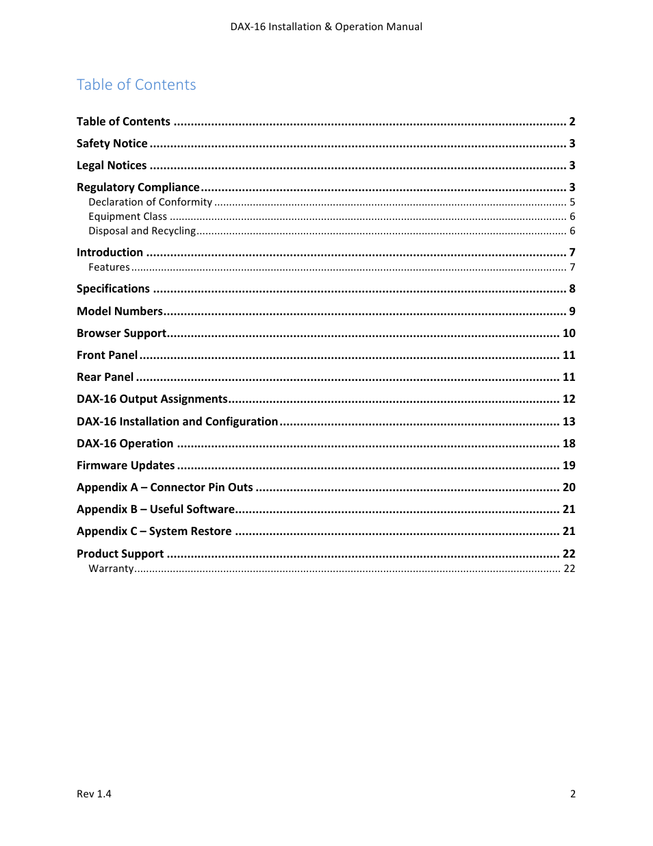 USL DAX-16 User Manual | Page 2 / 24