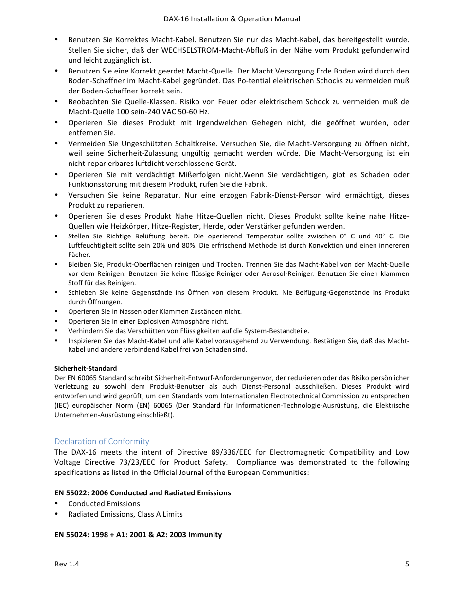 USL DAX-16 User Manual | Page 5 / 24