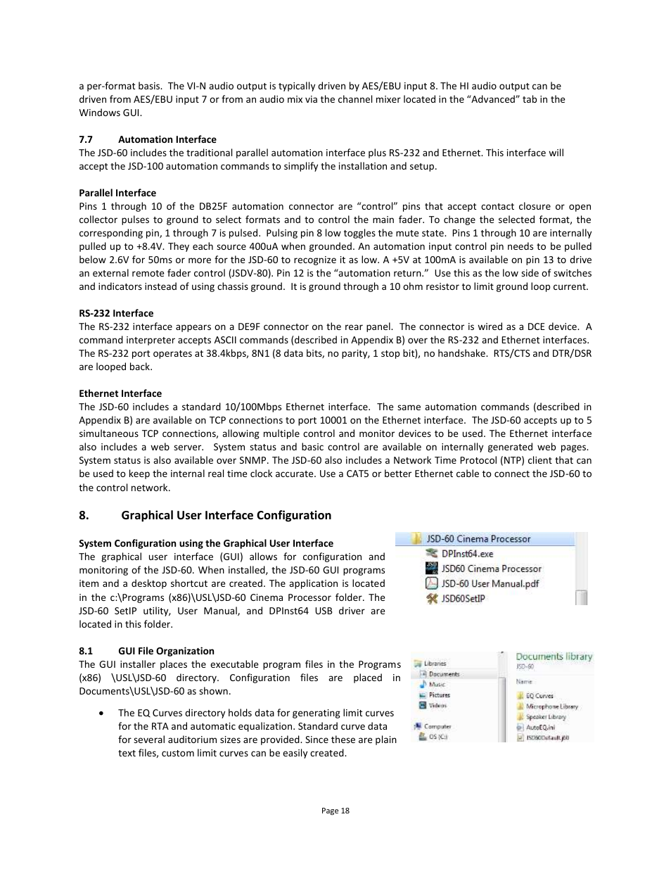 Automation interface, Graphical user interface configuration, Gui file organization | USL JSD-60 Manual User Manual | Page 18 / 66