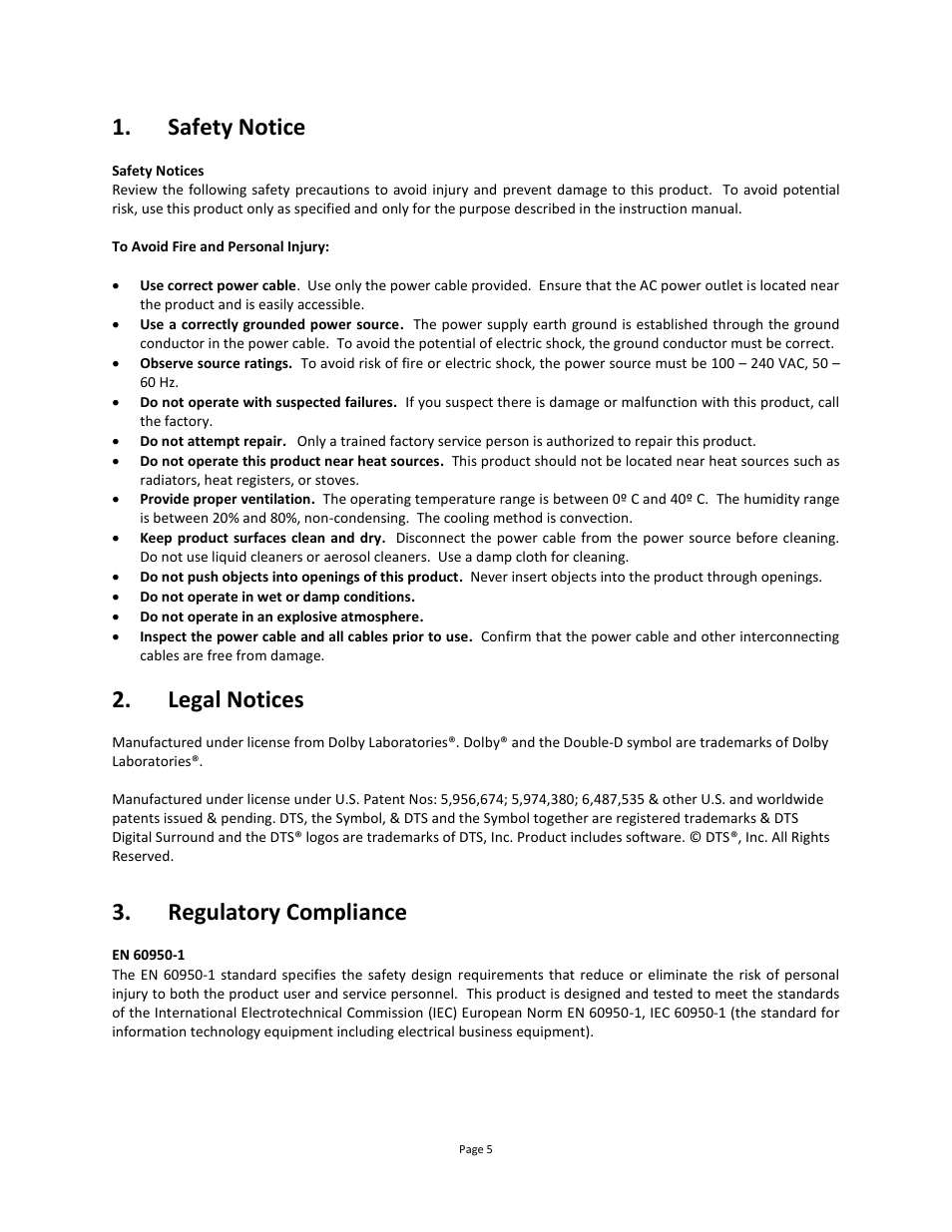 Safety notice, Legal notices, Regulatory compliance | USL JSD-60 Manual User Manual | Page 5 / 66