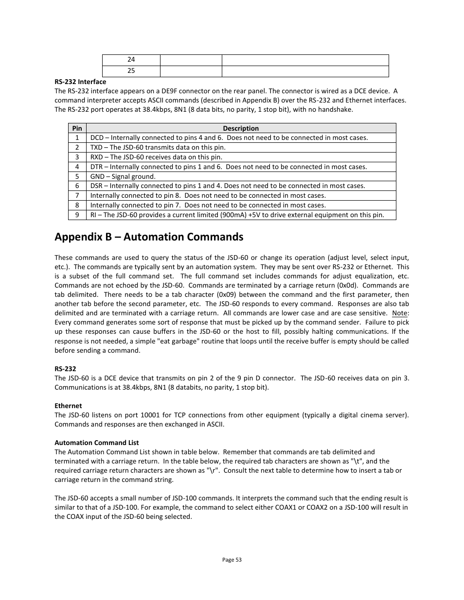 Appendix b – automation commands | USL JSD-60 Manual User Manual | Page 53 / 66