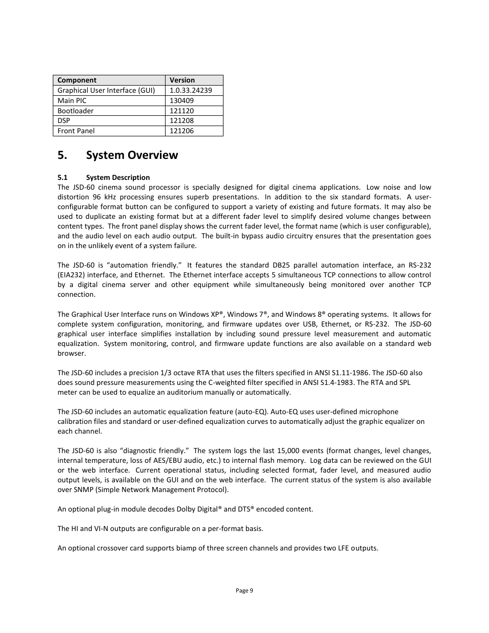 System overview, System description | USL JSD-60 Manual User Manual | Page 9 / 66