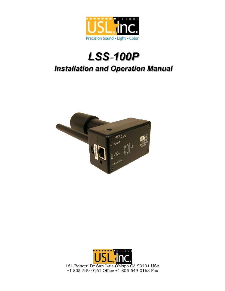 USL LSS-100 User Manual | 30 pages