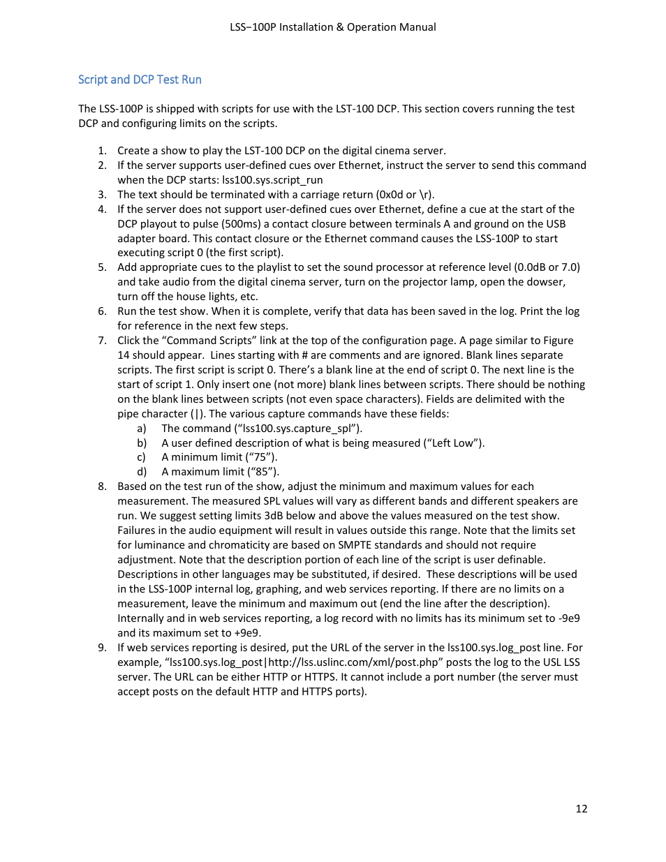 USL LSS-100 User Manual | Page 12 / 30