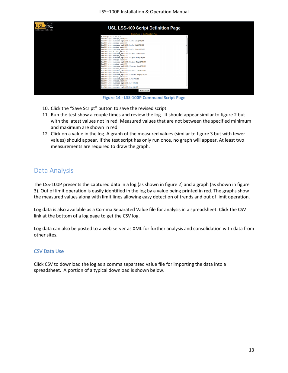 Data analysis | USL LSS-100 User Manual | Page 13 / 30