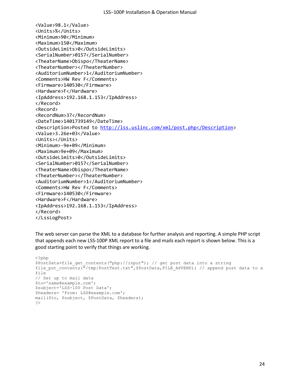 USL LSS-100 User Manual | Page 24 / 30