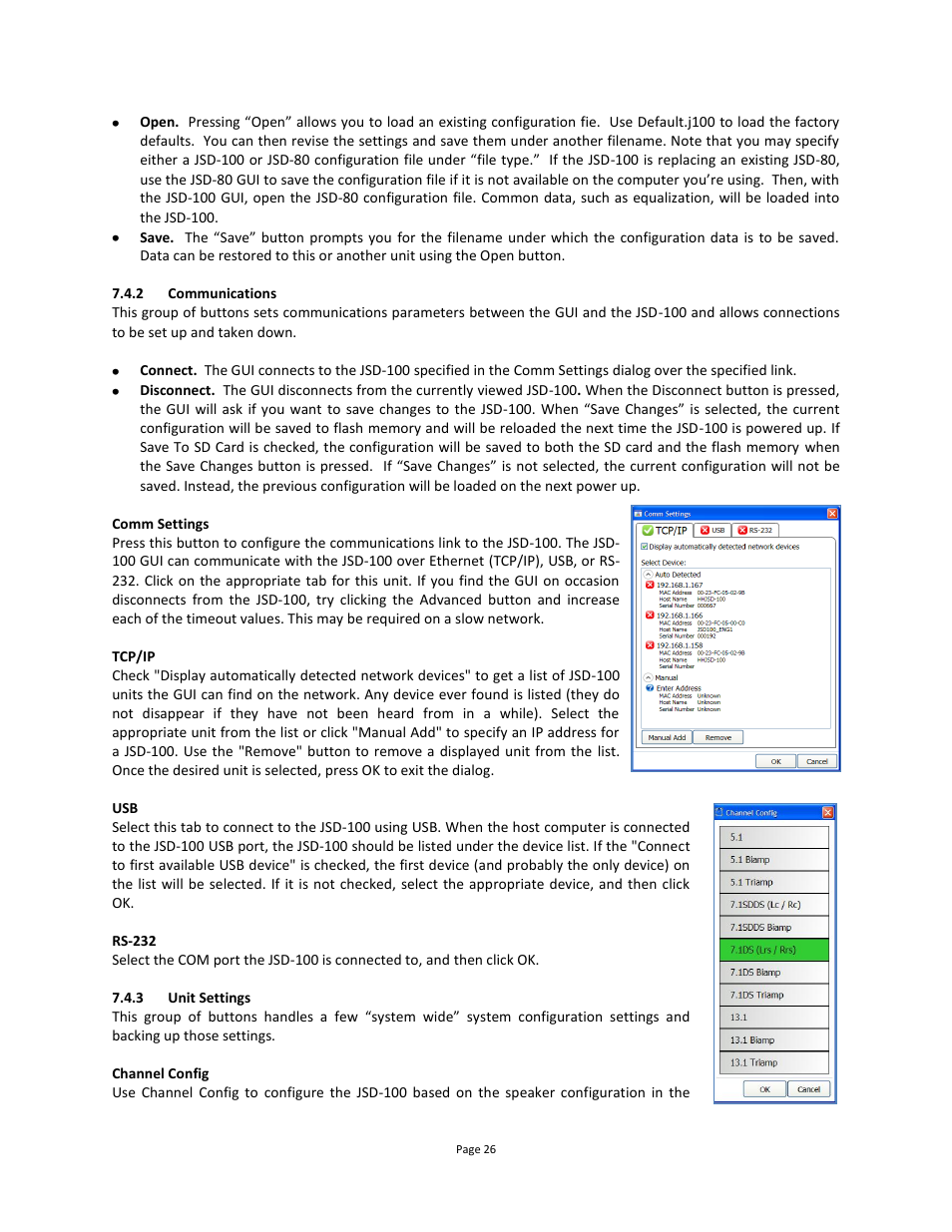 Communications, Unit settings | USL JSD-100 Manual User Manual | Page 26 / 68