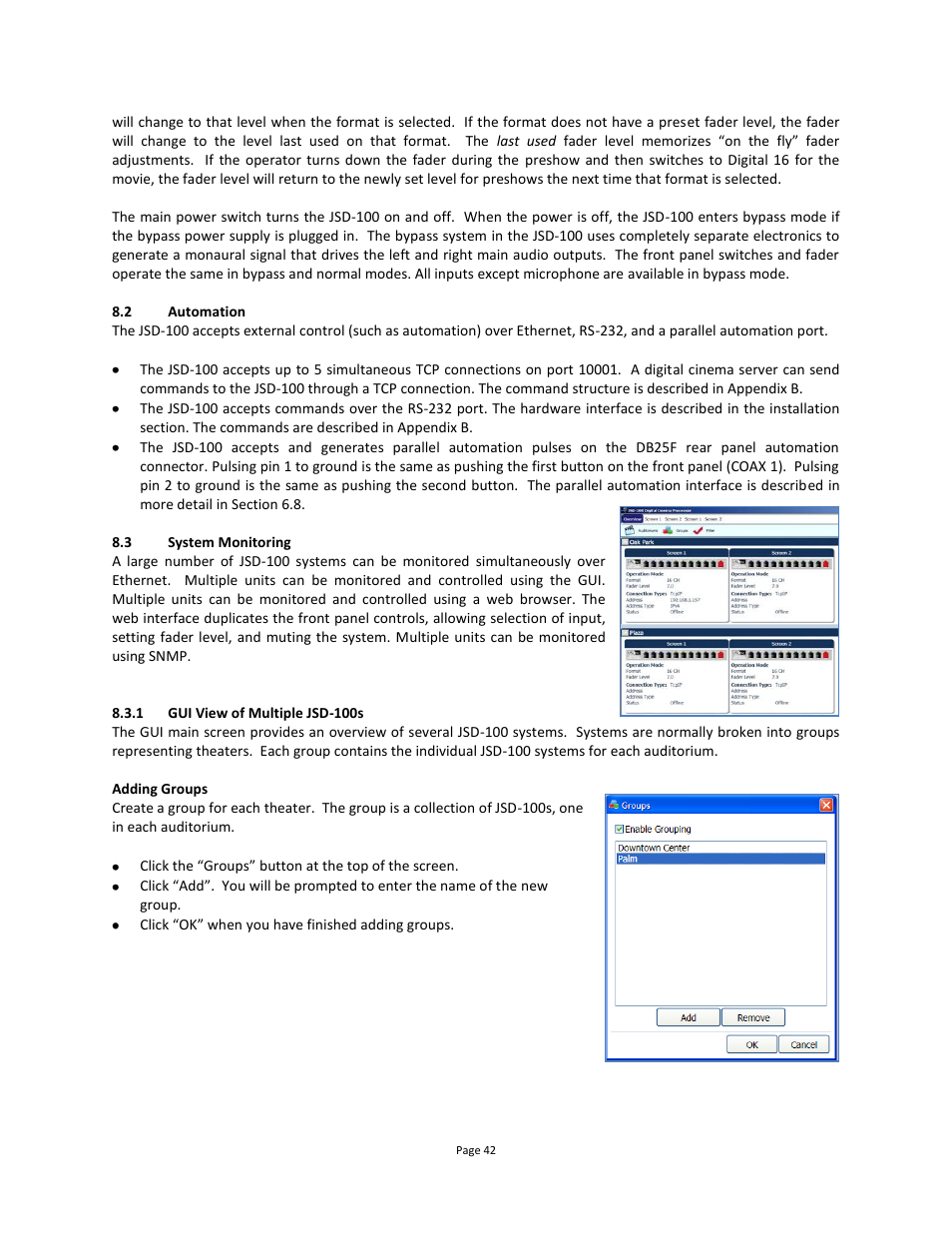 Automation, System monitoring, 1 gui view of multiple jsd-100s | USL JSD-100 Manual User Manual | Page 42 / 68