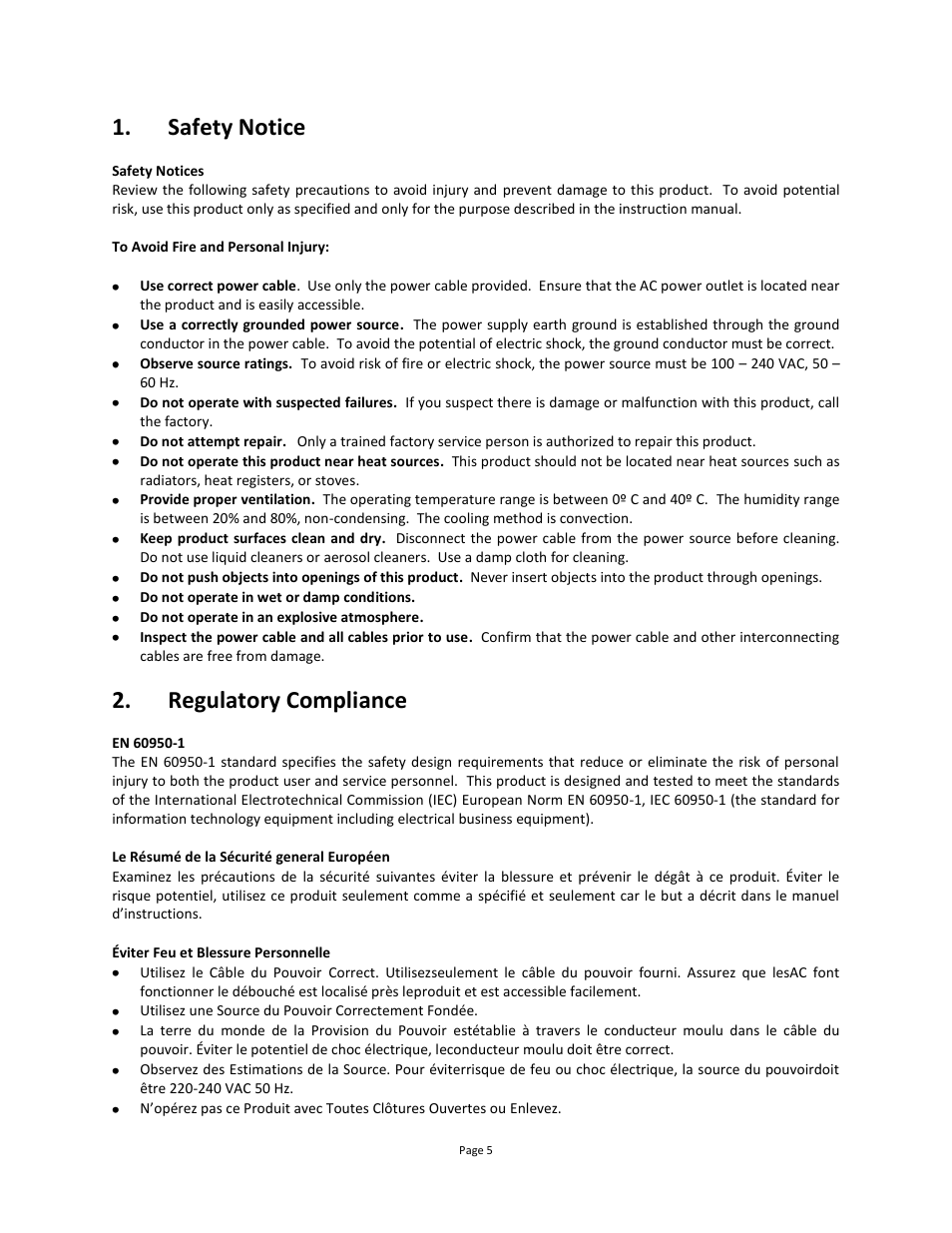 Safety notice, Regulatory compliance | USL JSD-100 Manual User Manual | Page 5 / 68