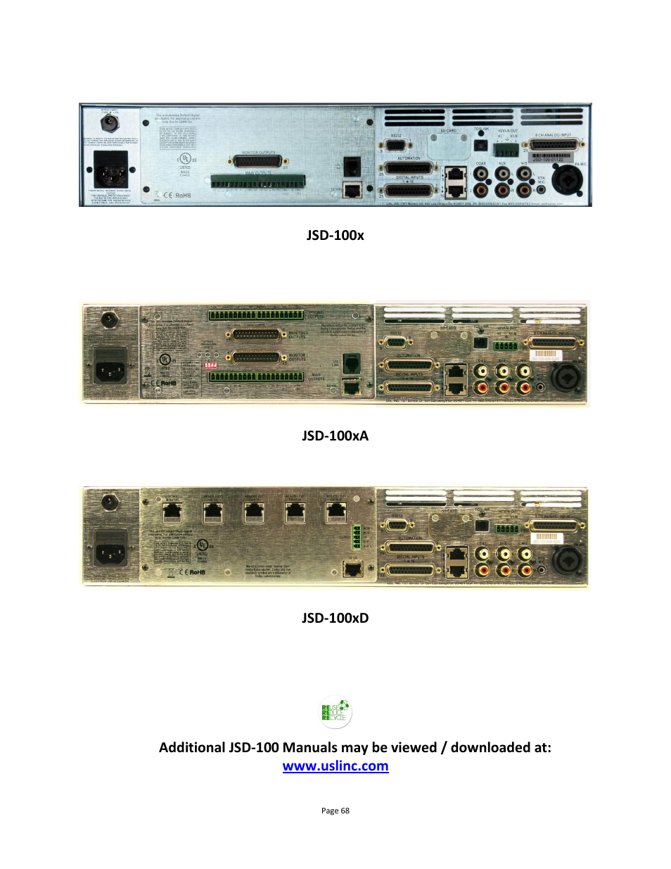 USL JSD-100 Manual User Manual | Page 68 / 68