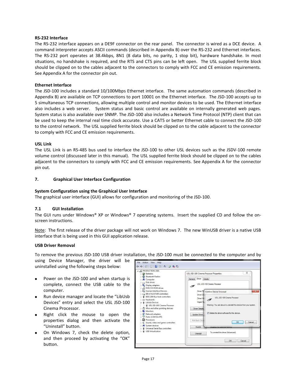 Graphical user interface configuration, Gui installation | USL JSD-100 Manual User Manual | Page 18 / 46