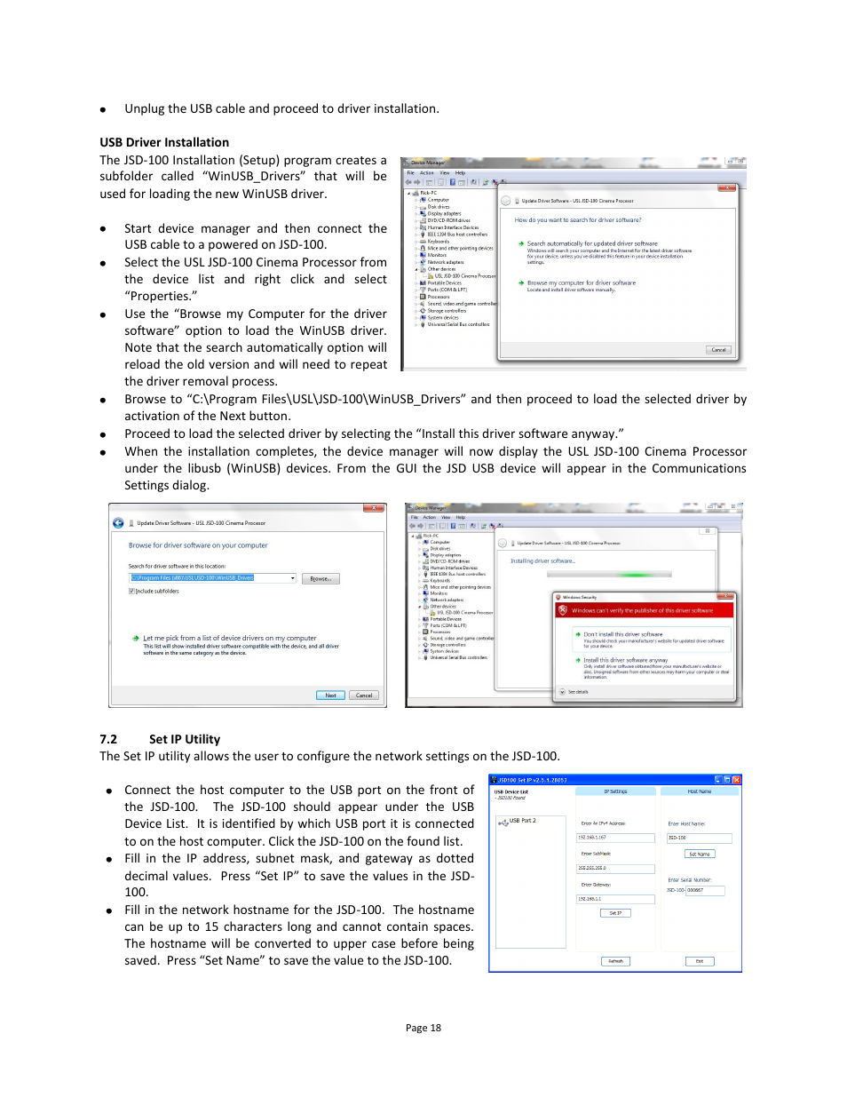 Set ip utility | USL JSD-100 Manual User Manual | Page 19 / 46