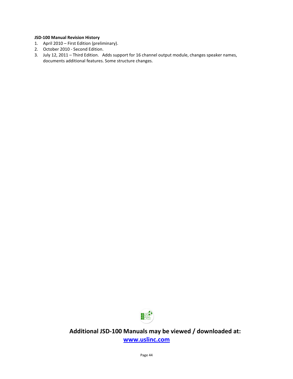 USL JSD-100 Manual User Manual | Page 45 / 46