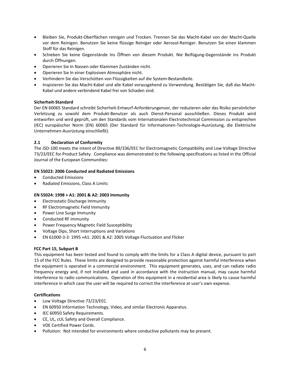 USL JSD-100 Manual User Manual | Page 6 / 50