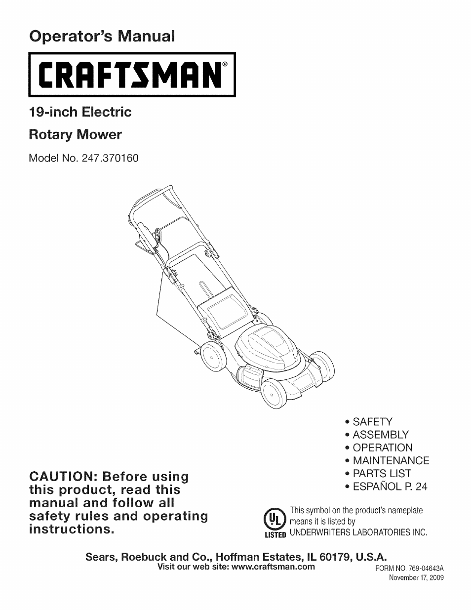 Craftsman 247.370160 User Manual | 44 pages