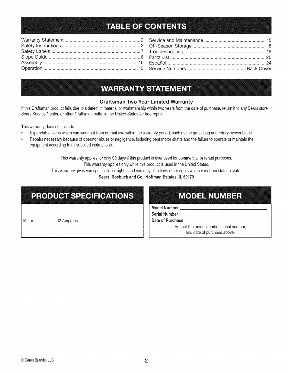 Craftsman 247.370160 User Manual | Page 2 / 44