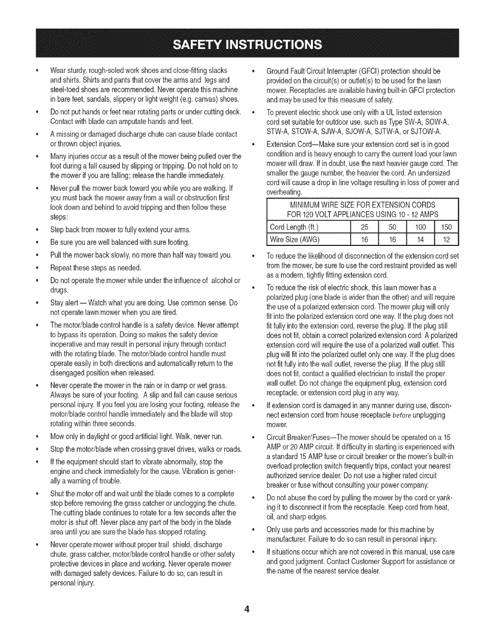 Safety instructions | Craftsman 247.370160 User Manual | Page 4 / 44