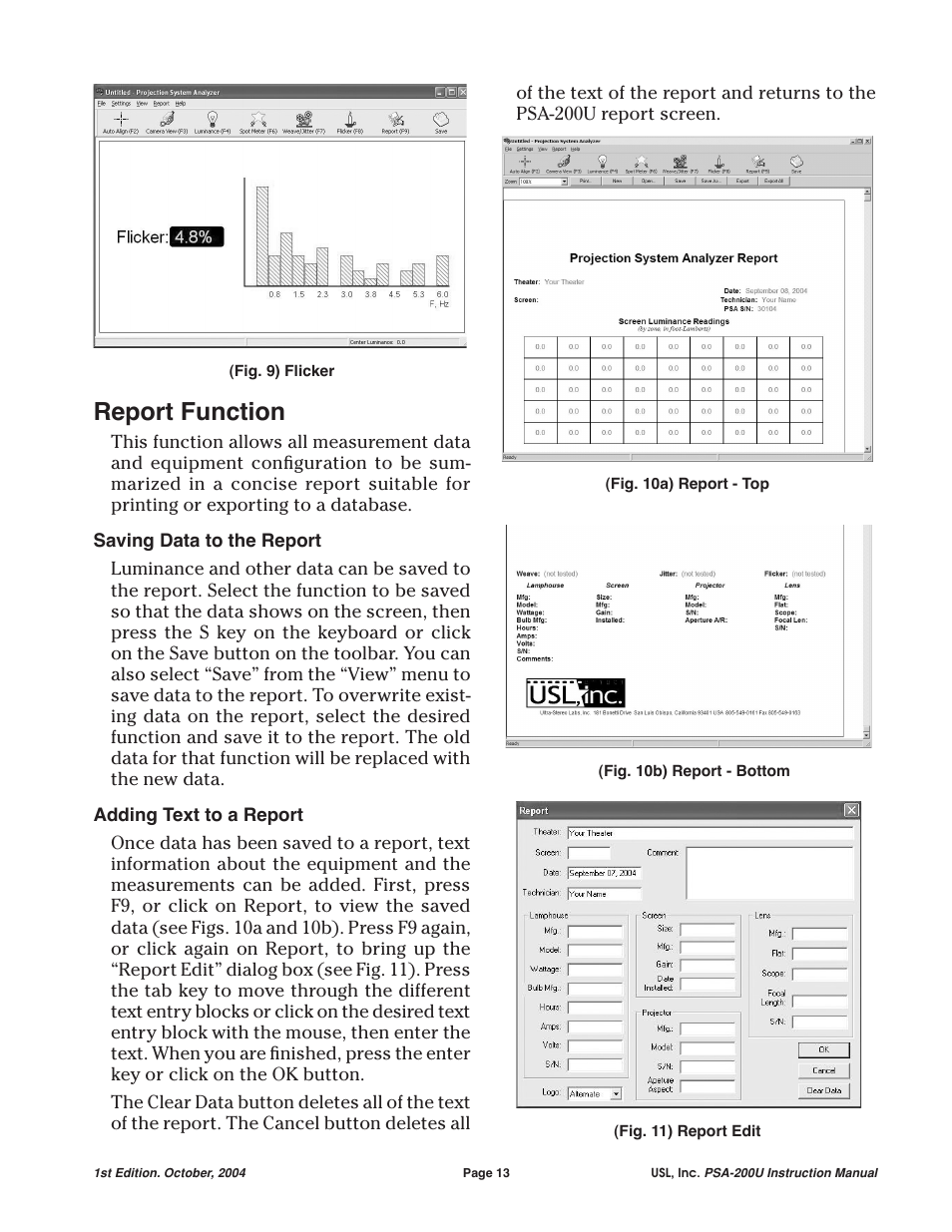 Report function | USL PSA-200U User Manual | Page 13 / 20