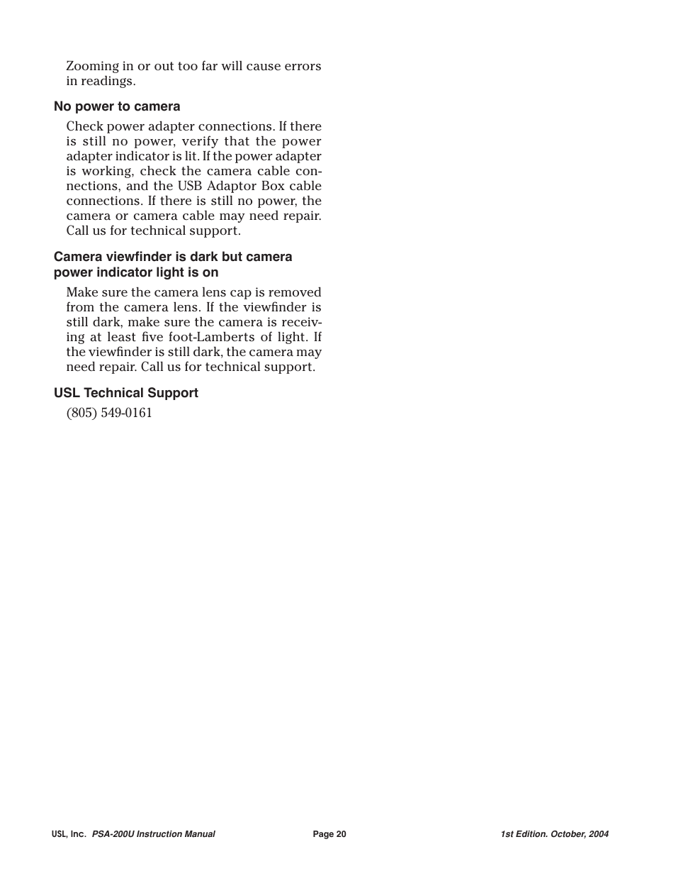 USL PSA-200U User Manual | Page 20 / 20