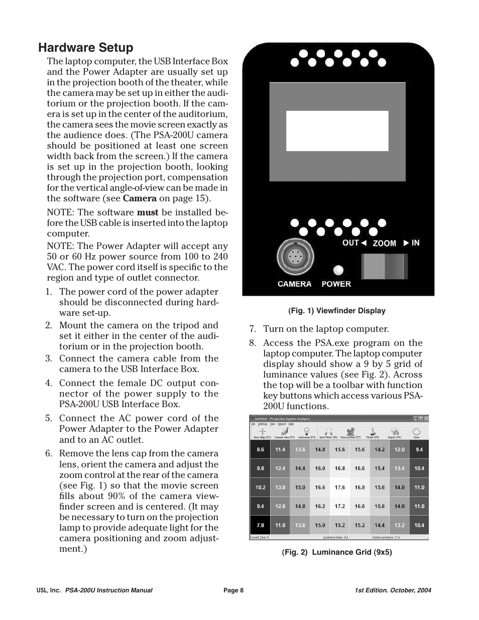 Hardware setup | USL PSA-200U User Manual | Page 8 / 20