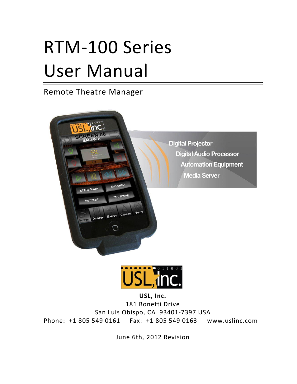 USL RTM-100 User Manual | 15 pages